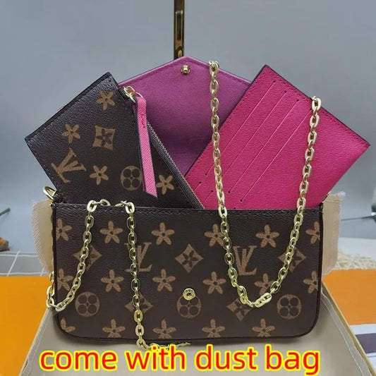 Luxury Designer-Style Monogram Chain Crossbody Bag – Premium Women's Handbag